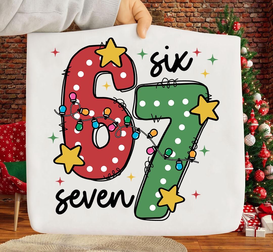 Meme navideño Six Seven (PNG), frase viral divertida (PNG), chiste de ...
