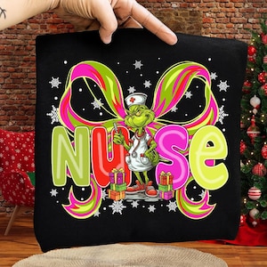 Coquette Nurse Bow Christmas Png, Green Mean Guy Nurse Png, Christmas Nurse Bow Png, Nurse Christmas Movie Png, Christmas Gift For Nurse Png