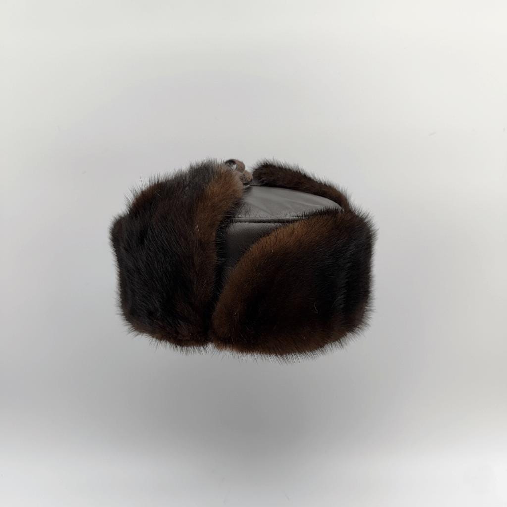 Brown Mink Fur Russian Ushanka Hat for Men, Brown Leather - Etsy