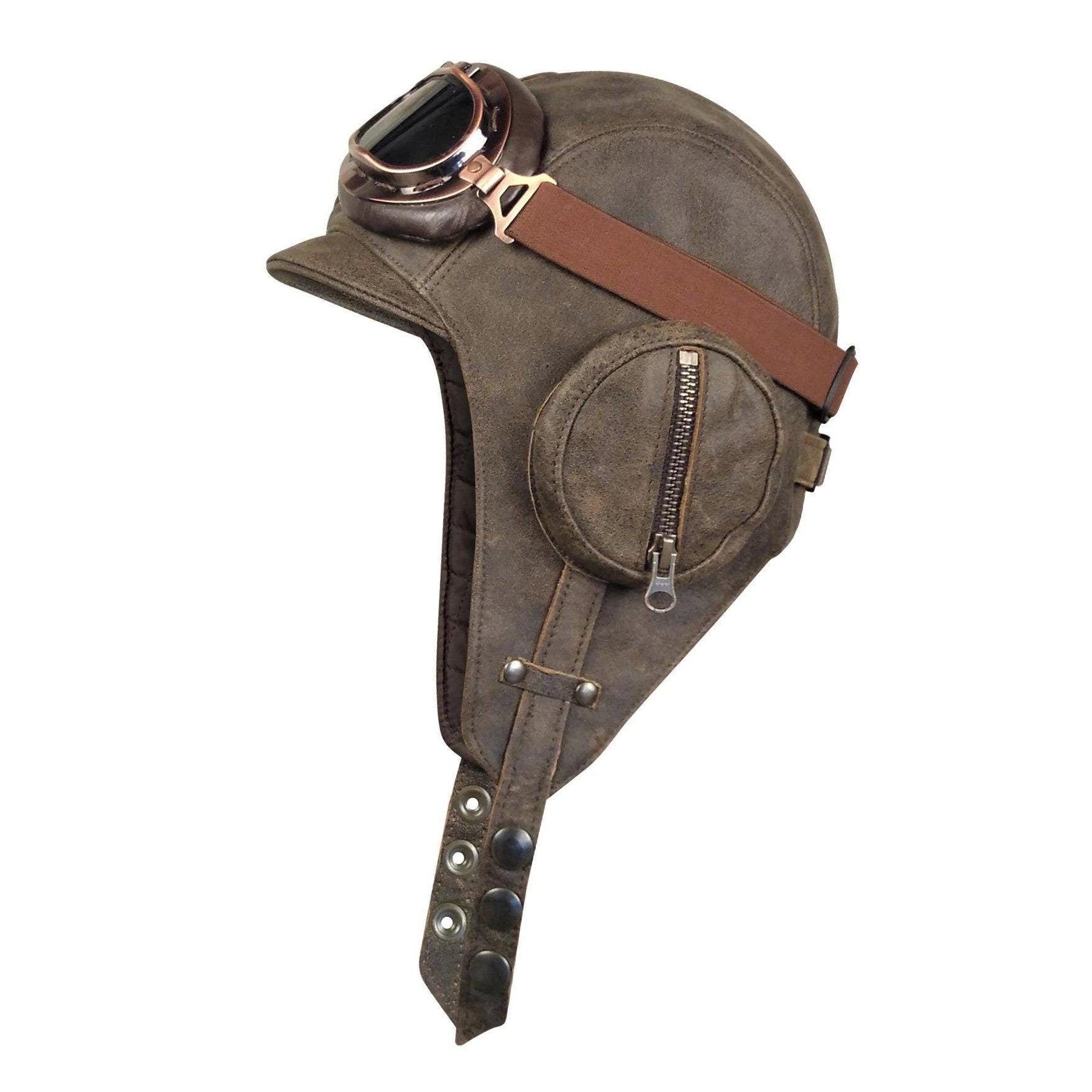 classic pilot motorcycle helmet B-155 Open Face Cream / M removable washable ear lining Lot - Vintage Pilot Helmet