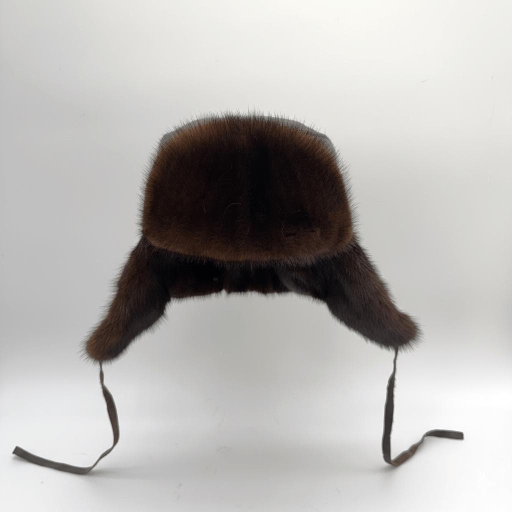 Brown Mink Fur Russian Ushanka Hat for Men, Brown Leather - Etsy