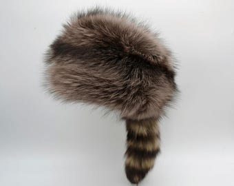 Davy Crockett Recycled Raccoon Fur Hat