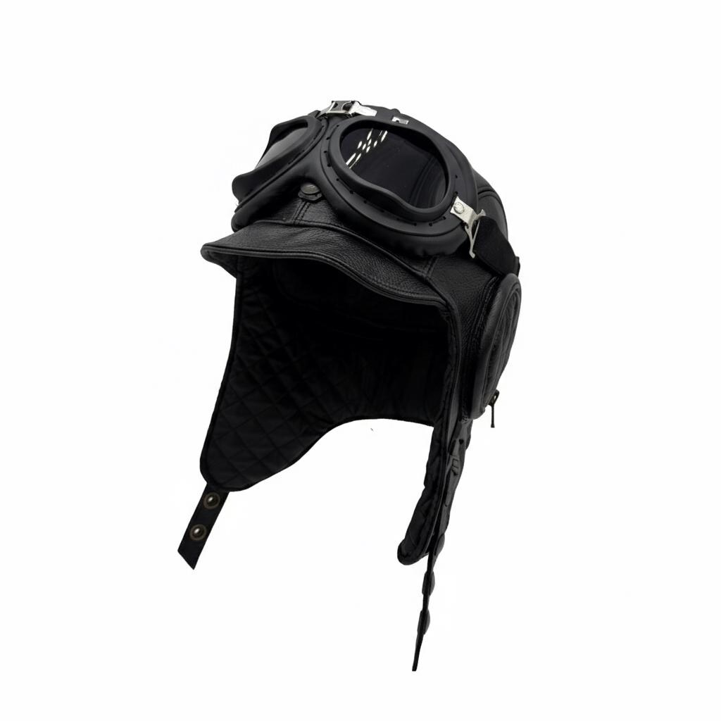 Black Leather Aviator Hat - William Model - Etsy UK
