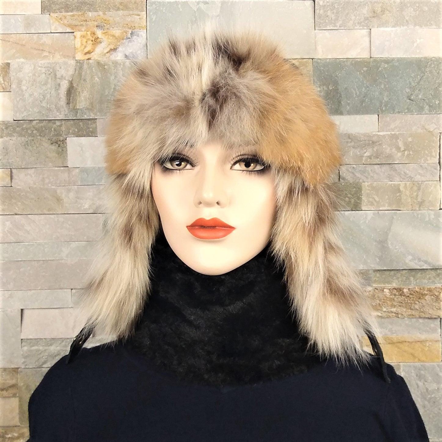 Lynx Fur Aviator Hat, Black Leather - Simon Model - Etsy