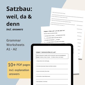 German Causal Clauses Worksheet – weil da denn – DAF / DAZ A1 A2 Grammar PDF – Learn German Sentence – Homeschool  Classroom Resource