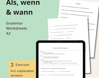 Esercizio sulle frasi temporali in tedesco – als, wenn, wann – PDF di grammatica DAF/DAZ A2 B1 – Impara la frase in tedesco – Risorsa per l'autoapprendimento e l'aula