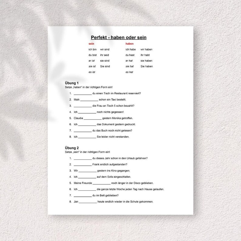 German Perfekt Tense Worksheets – Past Participle & Perfect Tense – DAF ...