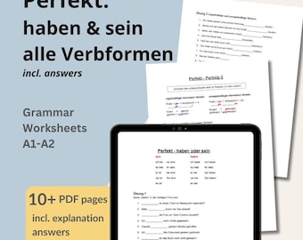 Schede didattiche sul tempo perfetto tedesco – Participio passato e tempo perfetto – DAF/DAZ A1 A2 B1 PDF – Impara la grammatica tedesca – Homeschooling e autoapprendimento