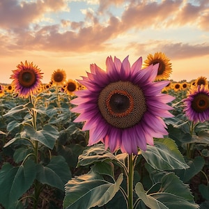 Giant Purple Sunflower Seeds – 50/100/200 Rare Heirloom Seeds | Bold Tall Garden Flowers | Pollinator-Friendly | Easy to Grow