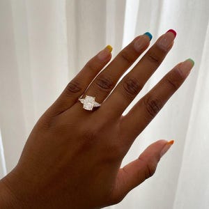 Round Engagement ring Gold Silver ring Travel ring Promise ring Wedding ring Simulated diamond ring Solitaire diamond ring Gift for her