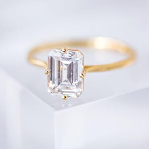 4CT Emerald Cut Moissanite Solitaire Ring Engagement Ring, 4Prong Ring, Solid Gold Ring, Emerald Solitaire Ring, Promise Ring, Proposal Ring
