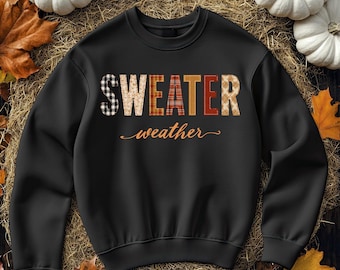 Suéter Clima PNG / Diseño de Sublimación de Patchwork de Otoño / Estampado de Camisa a Cuadros Acogedora de Otoño / Otoño de Granja PNG para Sublimación