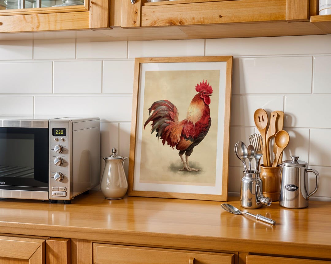 Rustic Rooster Wall Art Printable – Vintage Farmhouse Kitchen Decor ...