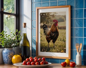 Vintage Rooster Print – Rustic Farmhouse Wall Art for Country Kitchen Decor