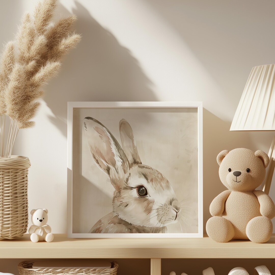 Nursery Bunny Wall Art Printable | Watercolor Rabbit Artwork ...