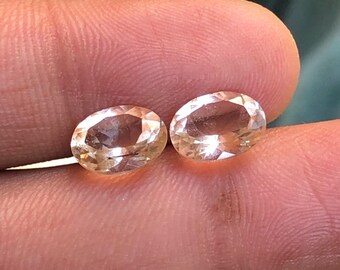 Peach Morganite Gemstones – 7x9mm Oval Cut, 2 pcs Earth-Mined