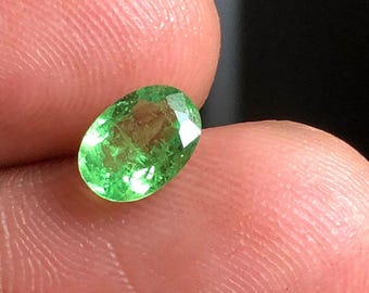 Tsavorite Garnet Oval Gemstone: .90 Carat Green Loose Gem