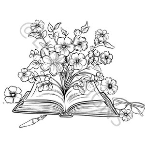 Printable Floral Coloring Book- Instant Download