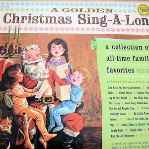 Christmas Sing-A-Long Vinyl Record, 1963 Holiday Vinyl, Santa, Jingle Bells, Deck The Halls, Holiday Memories, Family Favorites Carols