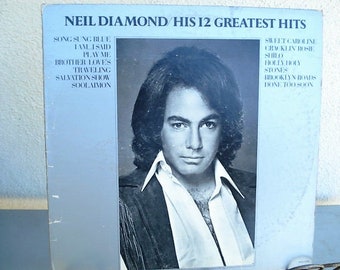 Neil Diamond Vintage Lp Vinilo Neil Diamond Disco Fácil Escucha Grabar Música Sweet Caroline Grandes Éxitos Música de los años 1970 Canción Cantada Azul