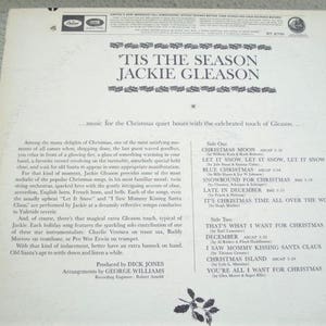 Jackie Gleason Tis the Season Vinyl Record 1967 Vinyl Record, Christmas Album Xmas Music, Blue Christmas, Christmas Vinyl, Christmas Music image 2