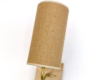 Wood and brass wall sconce wall lamp with fabric choices