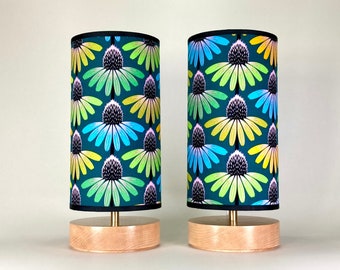 Echinacea flower 12 inch table lamp handmade in NY