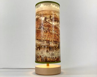 New York New Jersey Brooklyn Table Lamp with bird’s eye view historic image