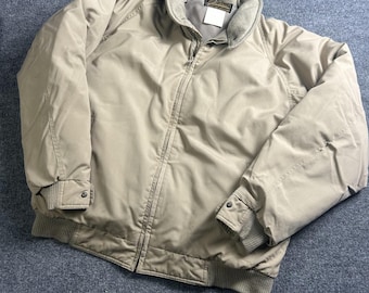 Vintage Eddie Bauer Jacket Mens XLT Beige Goose Down Bomber Elastic Waist 90s