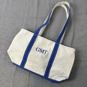 Vintage 90&#39;s LL Bean Boat and Tote Canvas Bag Blue Zip Top