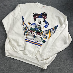 Vintage Mickey Unlimited Mickey Mouse Sweatshirt Mens XL White Hockey USA 90s image 1