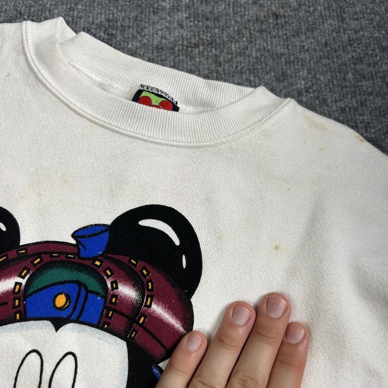 Vintage Mickey Unlimited Mickey Mouse Sweatshirt Mens XL White Hockey USA 90s image 2