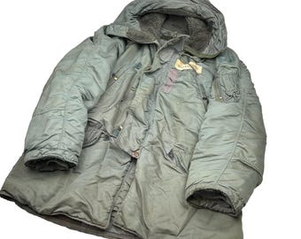 Vintage 90s ALPHA INDUSTRIES Type N3B (N) Parka Jacket Fur Made in