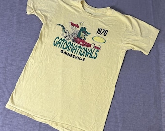 Vintage Gatornationals Shirt Mens Small Yellow NHRA Drag Racing Gainesville 70s