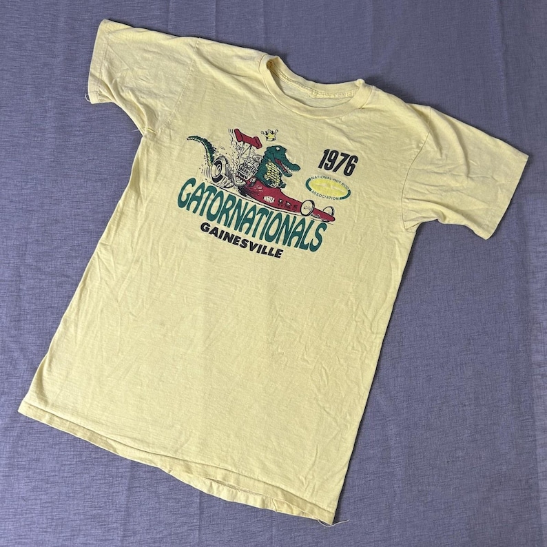 Vintage Gatornationals Shirt Mens Small Yellow NHRA Drag Racing Gainesville 70s image 1