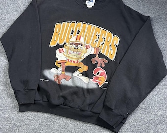 Sudadera vintage de los Tampa Bay Buccaneers para hombre, talla XL, color negro, de la NFL, CSA, años 90.