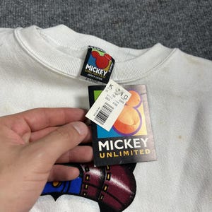 Vintage Mickey Unlimited Mickey Mouse Sweatshirt Mens XL White Hockey USA 90s image 3