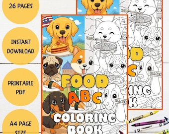 ABC Dog & Food Coloring Book: A-Z Alphabet Learning (PDF Printable)