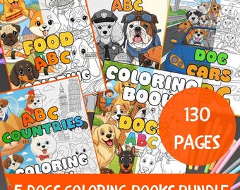 Dogs ABC Coloring Book Bundle: 5 Printable Kids Activity Books (PDF Download)