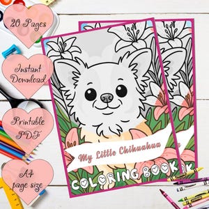 20 Pages Cute Chihuahua Coloring Pages | Printable Chihuahua PDF for Kids Adults | Fun Dog Coloring Sheets | Instant Digital Download Book|