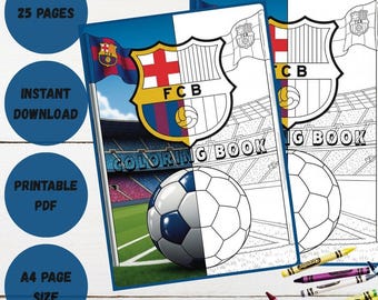 FC Barcelona Coloring Pages: 25 Football Activity Sheets (Digital Download)