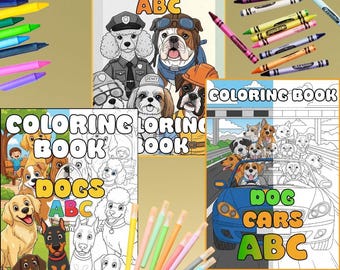 Dog ABC Coloring Book Bundle: Breeds, Jobs & Cars (Digital Download, PDF)