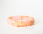 peachy nude baby pink eco resin ring with gold leaf flakes |  size 8.5 | thin multifaceted eco resin ring