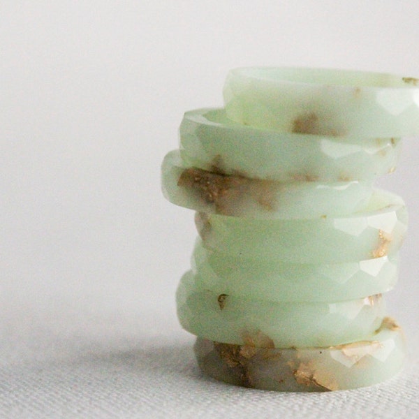 mint gold  size 7.5 thin multifaceted eco resin ring