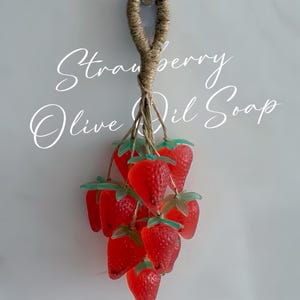 Handmade Strawberry Soap Gift Set: Olive Oil Soap with Custom Card
