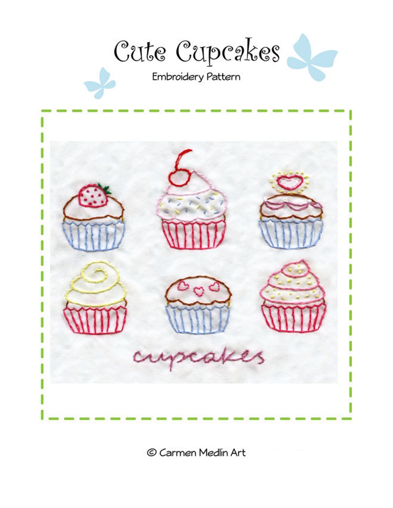 Cute cupcakes pdf hand embroidery nwcvq download  etsy Cute cupcakes pdf hand embroidery nwcvq download  etsy