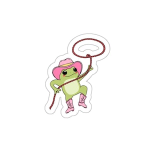 Cowgirl-Frosch-Aufkleber, lustige gestanzte Aufkleber für Laptops, Wasserflaschen, Tagebücher, niedliches Frosch-Dekor, Kawaii-Frosch-Geschenke