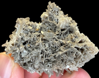 Natural Cerussite Crystal Cluster Specimen, Rare Mineral Display Piece, Gray Prismatic Crystals on Matrix, Collector Rockhound Geology Gift