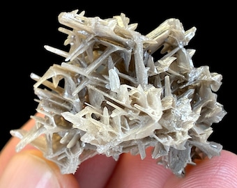 Natural Cerussite Crystal Cluster Specimen, Rare Mineral Display Piece, White Prismatic Crystals on Matrix, Collector Rockhound Geology Gift