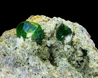 Demantoid Garnet Crystal Cluster: Raw Andradite Specimen, Armenian Origin